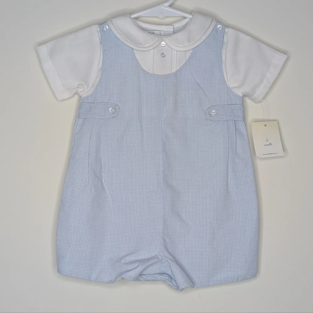 NWT Petit Ami Plaid Romper With Bonnet 6m